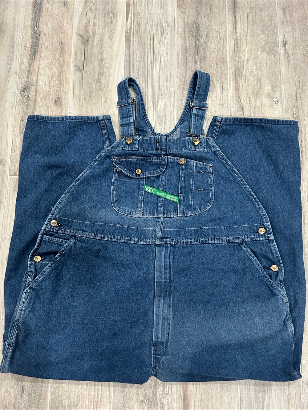 Key Imperial Aristocrat Overalls Blue Denim Bibs-90’s -Vintage-100% Cotton-46x29
